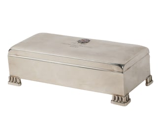 An American Sterling Golf Trophy Humidor Box