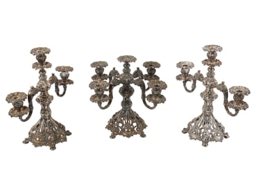 A Group of Reed and Barton Silverplate Candelabra