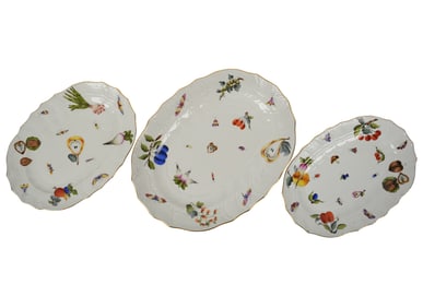 Three Herend Market Garden Porcelain Platters