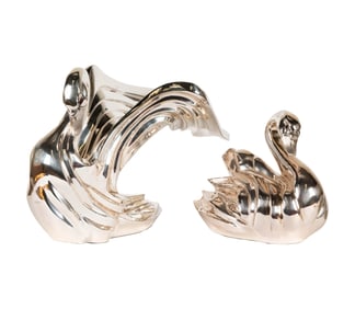 Ricardo del Rio for D'Argenta: Two Swan Figures