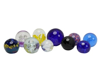 A Group of Ten Glass Paperweights