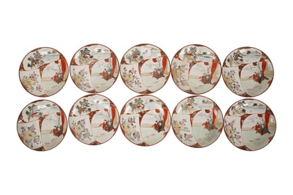 Ten Japanese Kutani Porcelain Plates