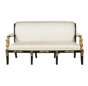 An Empire-Style Gilt and Ebonized Wood Settee