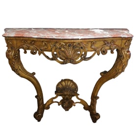 A Louis XV-Style Giltwood and Marble Console Table