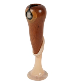 An Art Nouveau-Style Glass and Wood Vase