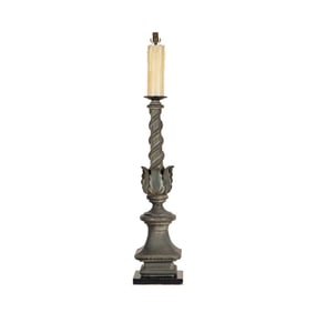 An Antique Baroque-Style Zinc Floor Candlestick
