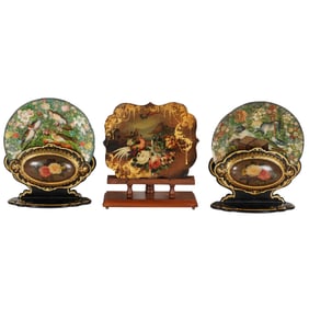 A Group of Victorian Papier Mache and Lacquerware