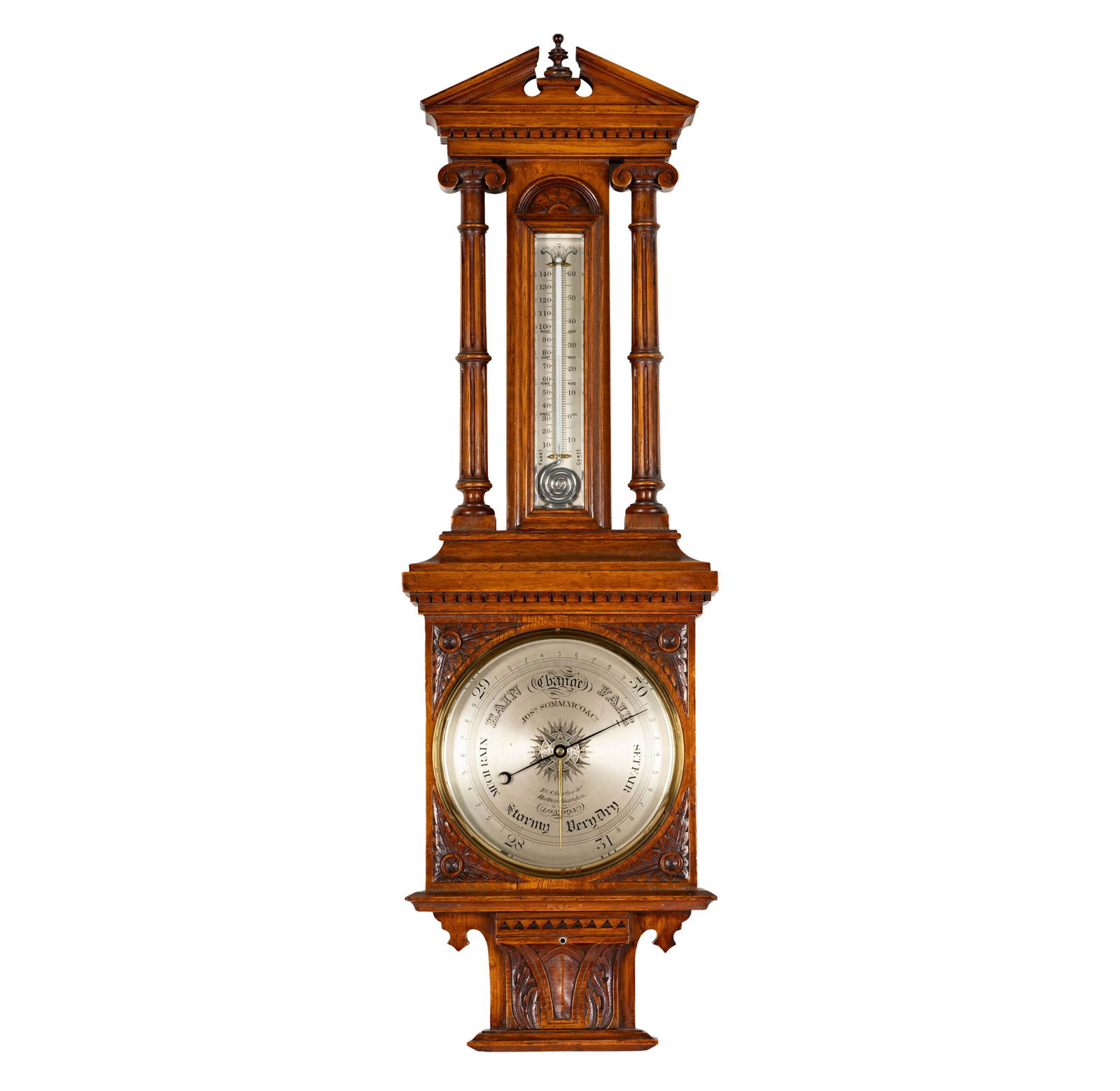 An English Carved Oak Wall Barometer (1 of 16)