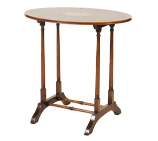 A Mahogany and Marquetry Oval Side Table