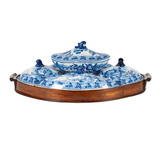 An English Scenery Blue and White Transferware Supper Set