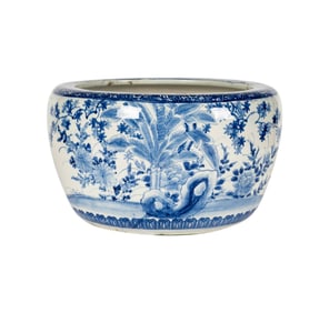 A Blue and White Porcelain Jardiniere`