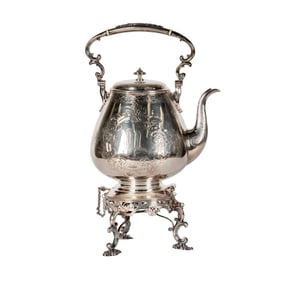 A Victorian Electroplate Silver Tipping Kettle
