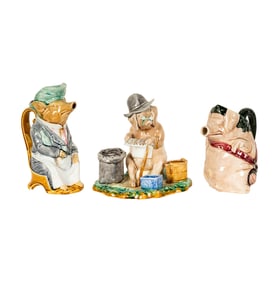 A Group of French Majolica Pig Vessels