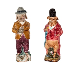 Two German Majolica Pig Figures