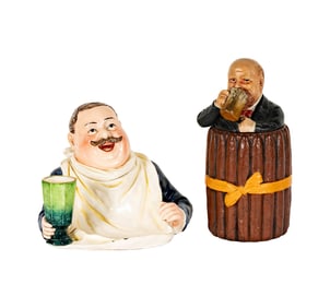 A Majolica Figural Match Holder and Humidor, Bloch, Maresch