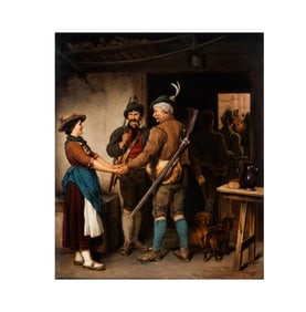 A Berlin (KPM) Porcelain Plaque, The Hunter?s Farewell