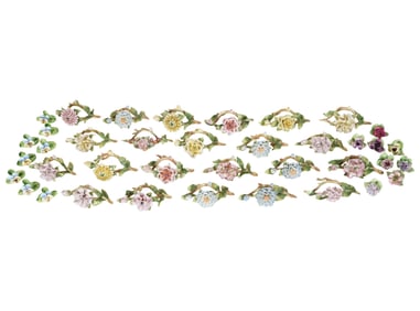 A Group of Continental Porcelain Floral Place Card Holders