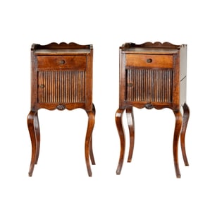 A Pair of Vintage French Provincial-Style Oak End Tables