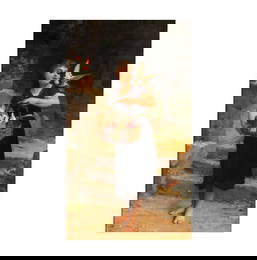 Emile Munier, 1840-1895, A Girl Carrying a Basket of Cherries