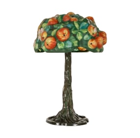 A Pairpoint Apple Tree Puffy Glass Table Lamp