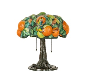A Pairpoint Orange Tree Puffy Glass Table Lamp