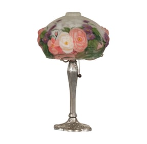 A Pairpoint-Style Puffy Glass Floral Table Lamp