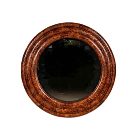 A Parchment-Wrapped Round Wall Mirror