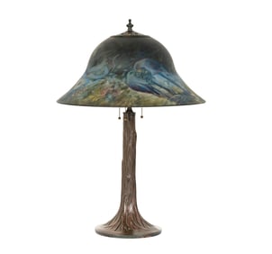 An Ulla Darni Reverse Reverse-Painted Glass Lamp