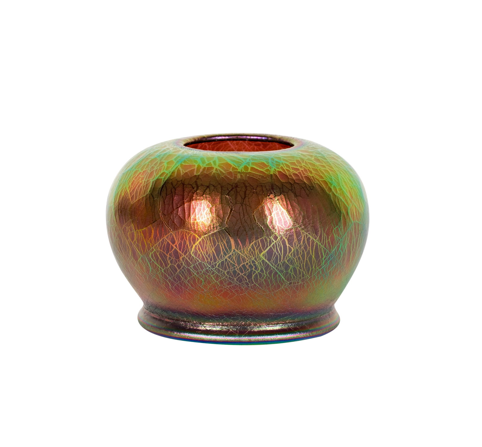 An Imperial Glass Co. Iridescent Glass Vase: USA, early 20th century; marked to underside 3 x 4 1/2 in. (7.6 x 11.4 cm.) Property from the Ronald A. Katz Collection, Holmby Hills