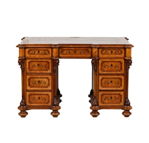 A Victorian Walnut Pedestal Desk