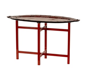 A Japonisme Red Lacquered Tray-Top Table