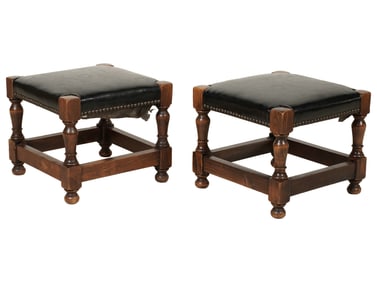 A Pair of Turned Wood Foot Stools