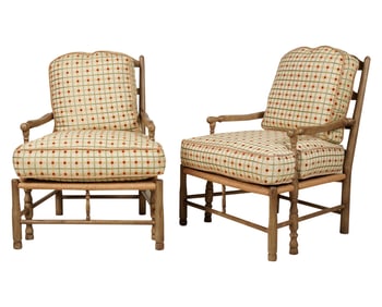 A Pair of Provincial Open Armchairs