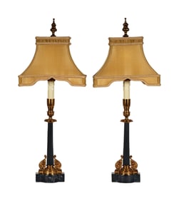A Pair of Neoclassical-Style Marble Console Lamps