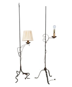 Two Assorted Iron Torchiere Floor Lamps
