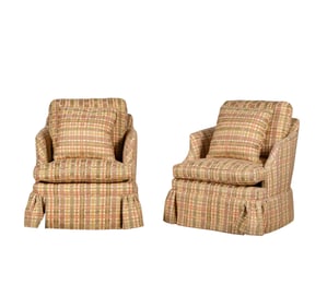 A Pair of Fully Upholstered Armchairs