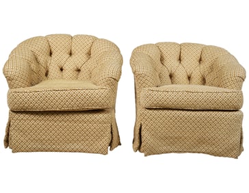 A Pair of Tufted Platform Rocker Armchairs