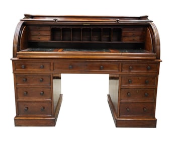 A Victorian Roll Top Cylinder Desk