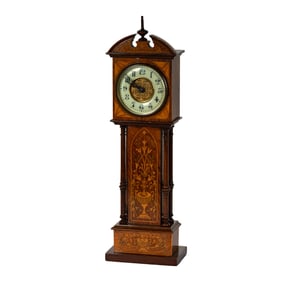 An Antique Miniature Rosewood Marquetry Tallcase Clock Model