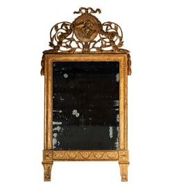 A Louis XVI-Style Giltwood and Gesso Wall Mirror