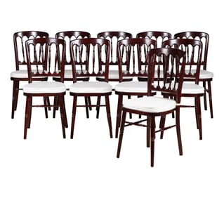 A Set of Ten Stained Wood Side Chairs