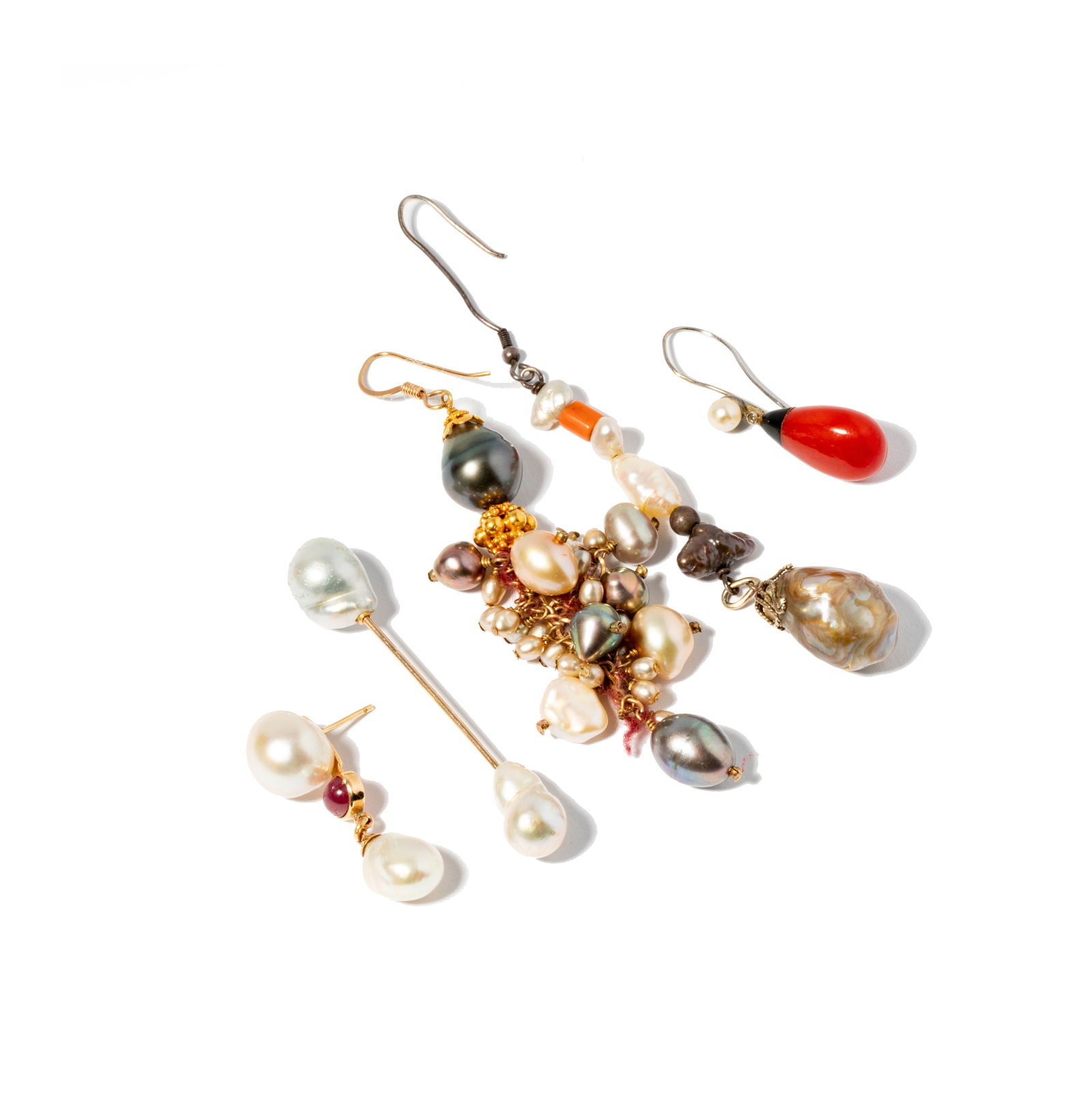 Group Of Unpaired Gem-set Earrings and Pin (1 of 6)