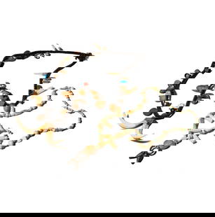 Two Bone and Multi-Stone Necklaces: including one bone, turquoise, and stone necklace, strung on a thin braided off-white colored cord, with attached metal pendant; endless necklace measuring approximately 30 inches long; and one brown