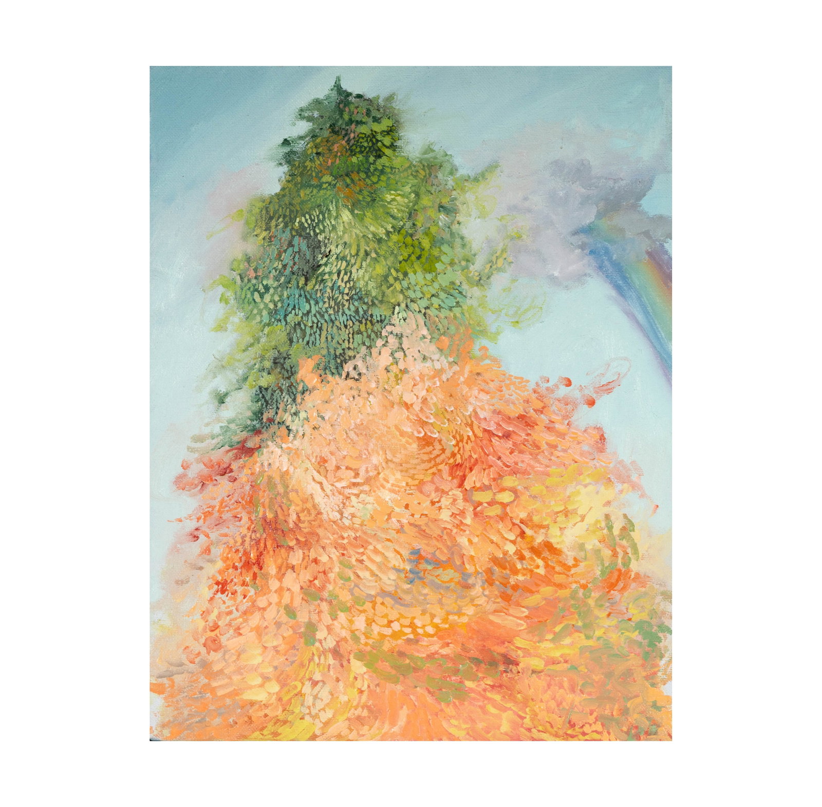 Ciel Olsen Bergman, 1938-2017, Tree with Rainbow: oil on canvas 1987; signed, dated and inscribed "To my dear Rachel - Wonderful to see you as always - Love Ciel 1.17.88" verso 14 x 11 in. (35.6 x 27.9 cm.) Frame: 15 1/8 x 12 1/8 in. (38.4 x 30.8 cm.