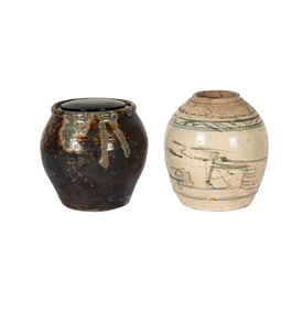 A Japanese Shigaraki Ware Vase and Chinese Ginger Jar
