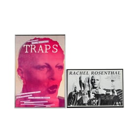 Rachel Rosenthal Artist in Residence Announcement and Traps Poster