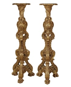 Larry Flynt: A Pair of Baroque-Style Giltwood Torchieres