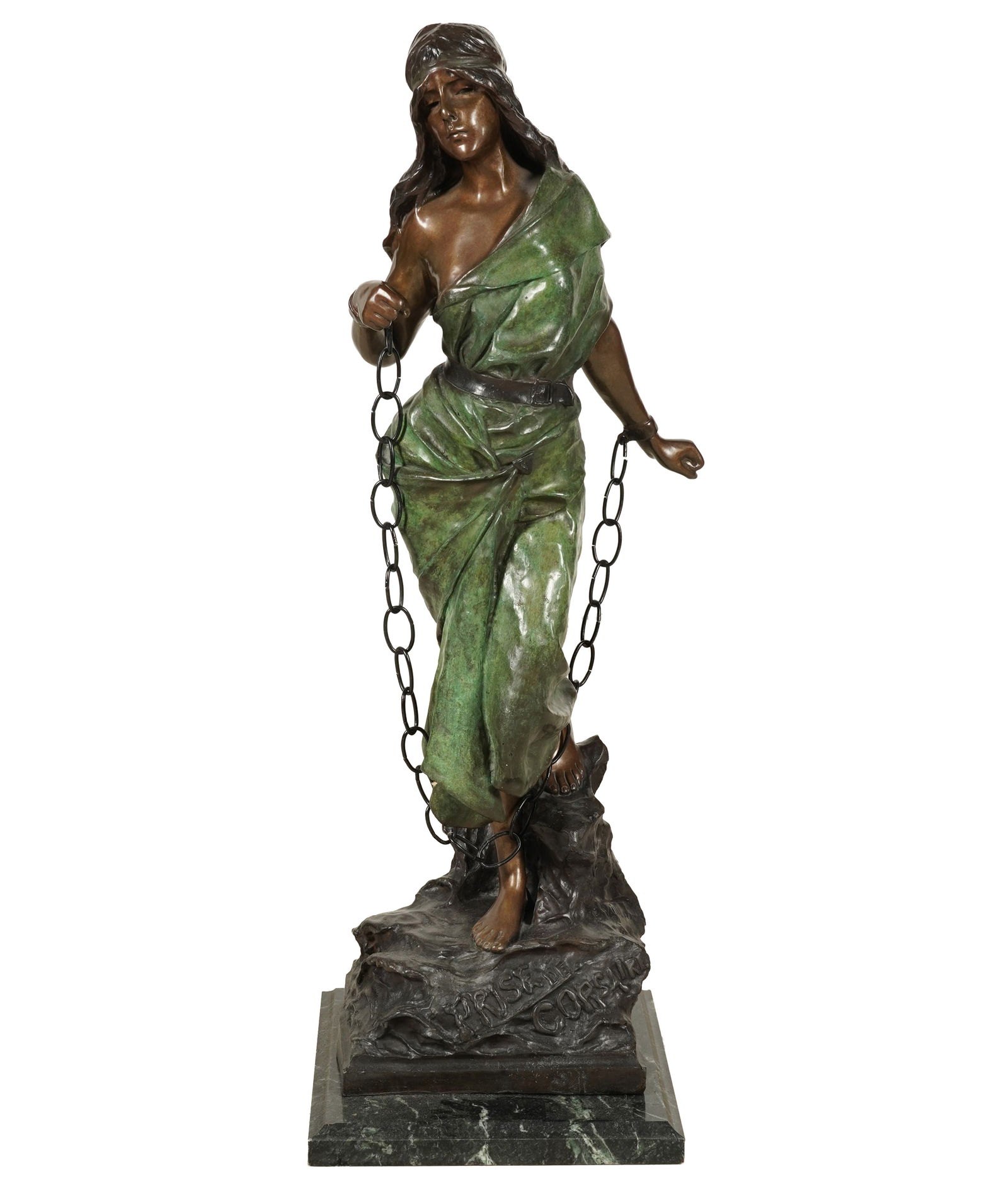 Larry Flynt: Emmanuel Villanis, 1858 - 1914, Prise de Corsair: bronze, mounted to marble plinth; signed Bronze: 31 1/2 in. (80 cm.) high