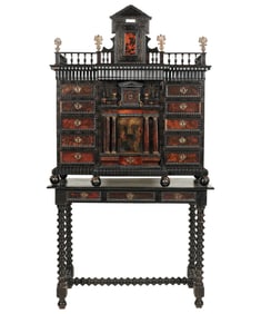 Larry Flynt: An Antique Flemish Inlaid Ebony Cabinet on Stand
