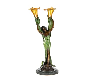 Larry Flynt: A Bronze and Art Glass Figural Table Lamp